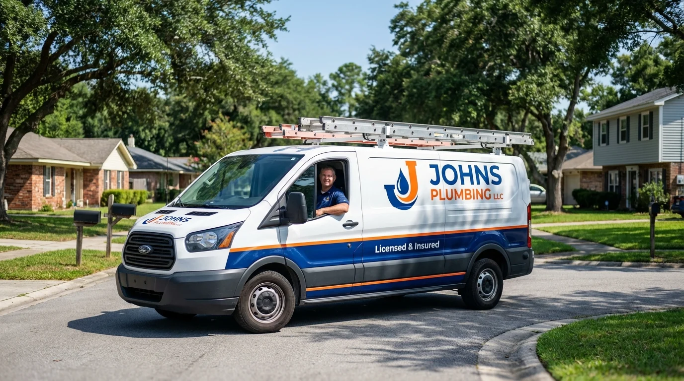 Johns Plumbing LLC service van in Chatsworth, IL