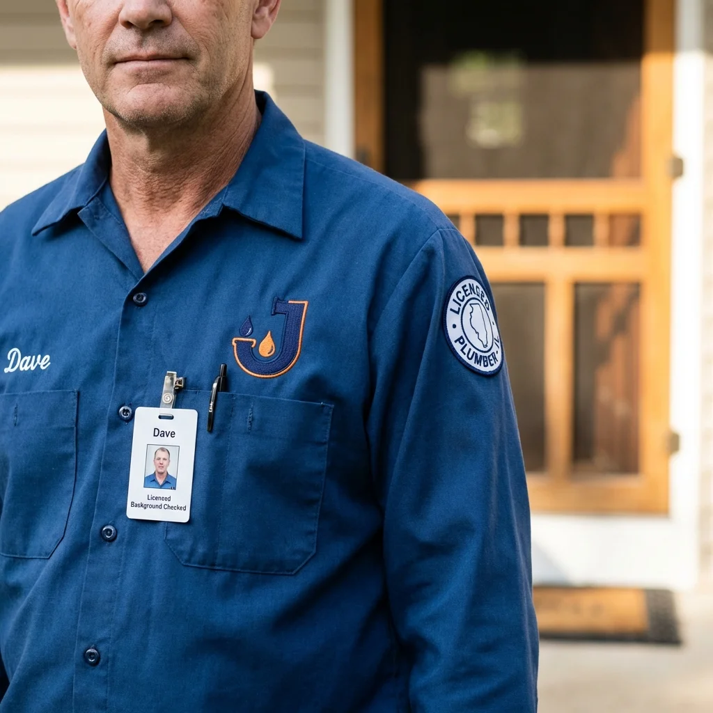 Licensed plumber showing ID badge in Chatsworth, IL